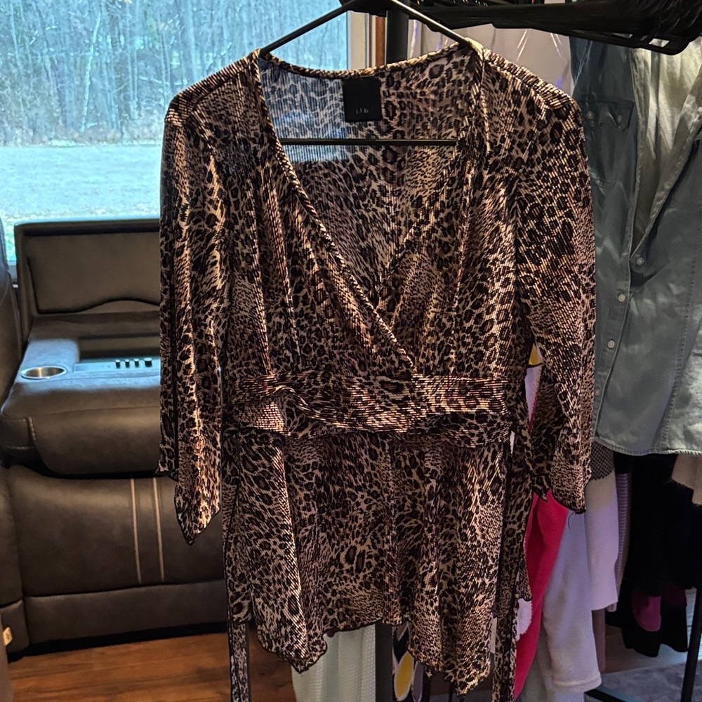 Leopard Print Wrap Blouse